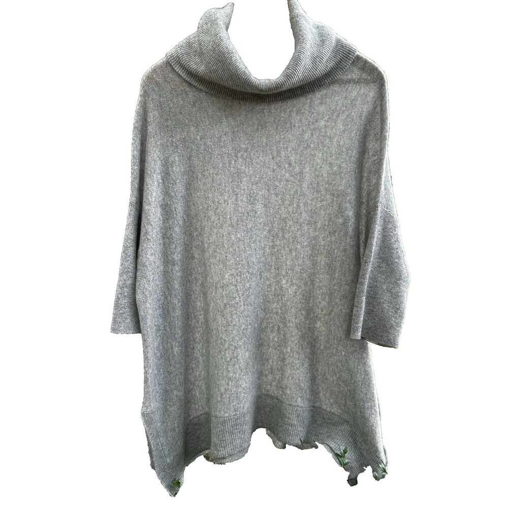 Antonio Melani 100% Cashmere Sweater Size Large Cowl Neck Grey Knit Classic